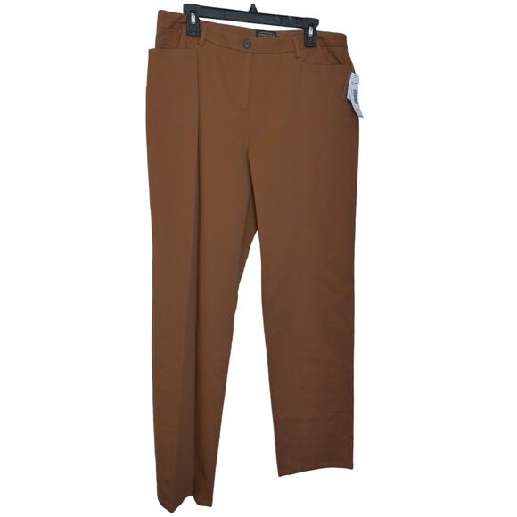 Pendleton Essentials Zia Straight Leg Pants Brown Twill Size 14 New - Picture 1 of 8